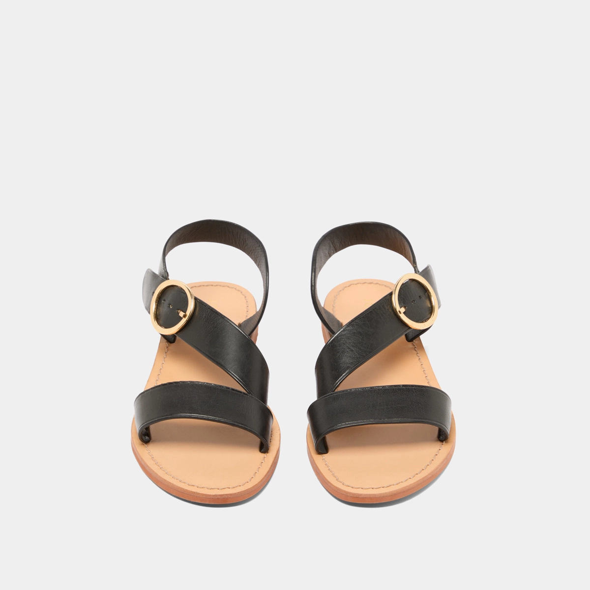 Sandales asym&eacute;triques en cuir noir | WABLO | Jonak