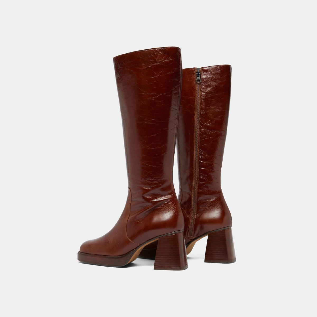 Bottes à plateformes en cuir vieilli marron | BETINA | Jonak
