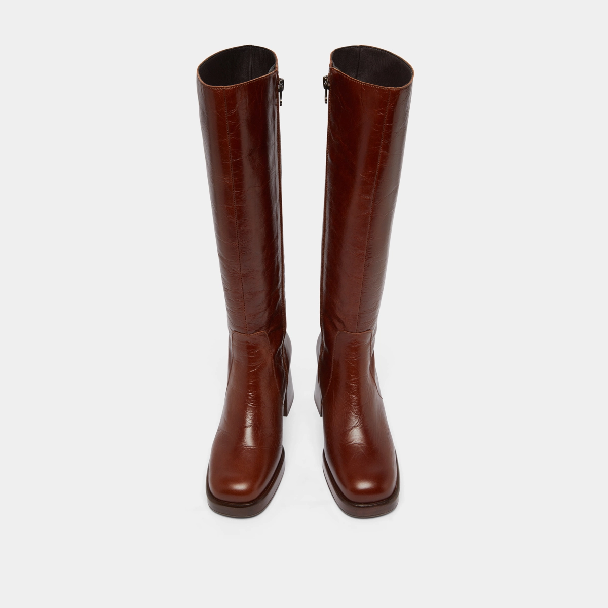 Bottes à plateformes en cuir vieilli marron | BETINA | Jonak
