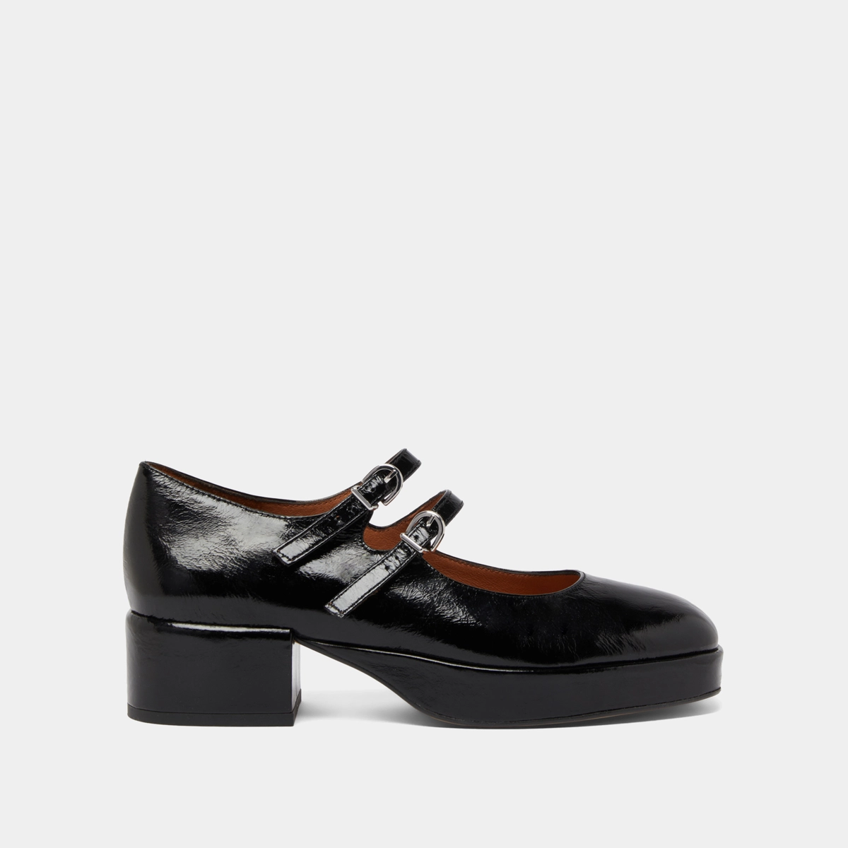 Babies &agrave; talons et brides en cuir brillant noir | VICTORIA | Jonak
