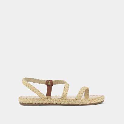 Sandales à brides asymétriques en raphia beige | WINNER | Jonak