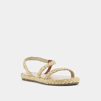 Sandales à brides asymétriques en raphia beige | WINNER | Jonak