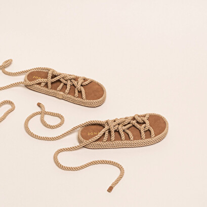 Sandales à nouer en corde beige | WALLAS | Jonak