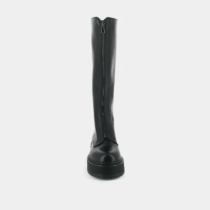 Bottines &agrave; plateformes et fermetures frontales en cuir noir | RALPH | Jonak