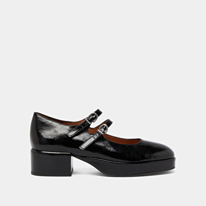 Babies à talons et brides en cuir brillant noir | VICTORIA | Jonak