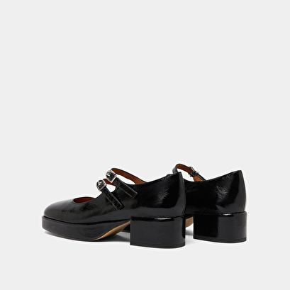 Babies à talons et brides en cuir brillant noir | VICTORIA | Jonak