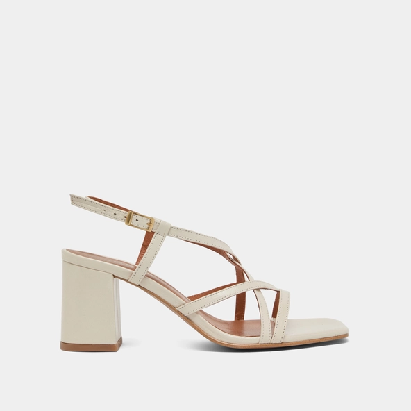 Sandales à talons et brides en cuir vieilli écru | VERLAINE | Jonak