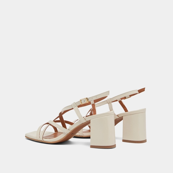 Sandales à talons et brides en cuir vieilli écru | VERLAINE | Jonak
