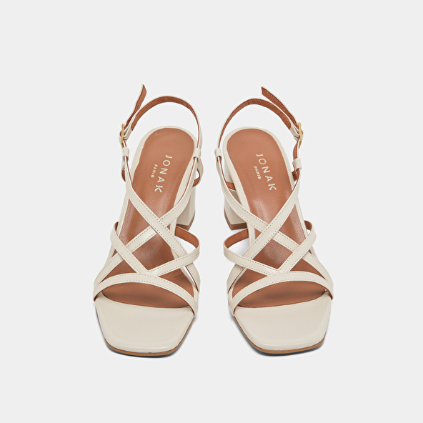 Sandales à talons et brides en cuir vieilli écru | VERLAINE | Jonak