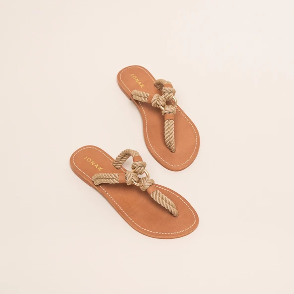 Sandales fa&ccedil;on tongs et anneaux en corde beige | WILD | Jonak