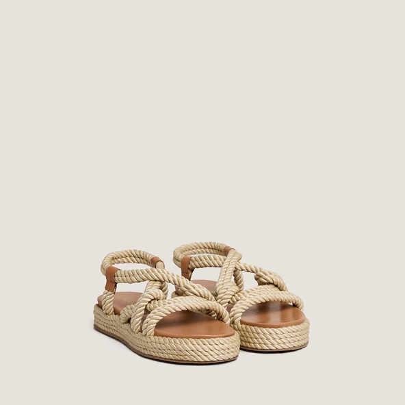 Sandales à brides entrecroisées en corde beige | WAEL | Jonak