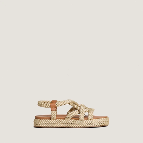 Sandales à brides entrecroisées en corde beige | WAEL | Jonak