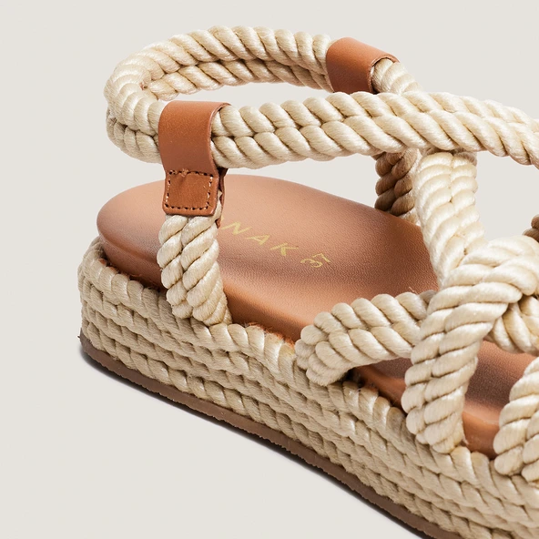 Sandales à brides entrecroisées en corde beige | WAEL | Jonak