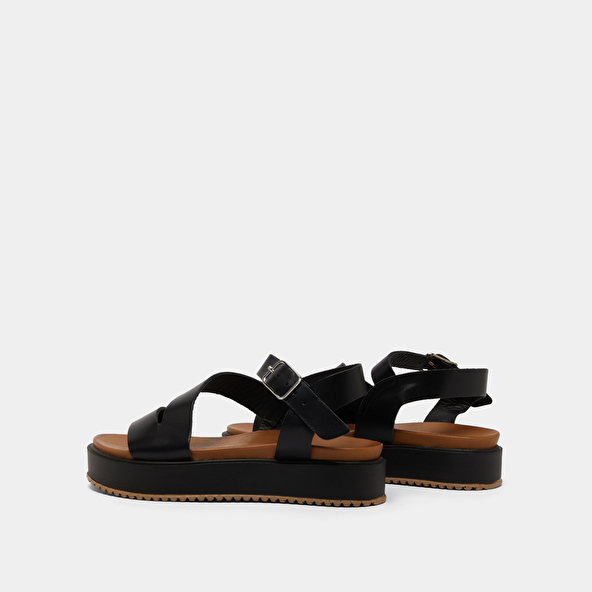 Sandales à plateformes et lanières en cuir noir | ISAURE | Jonak