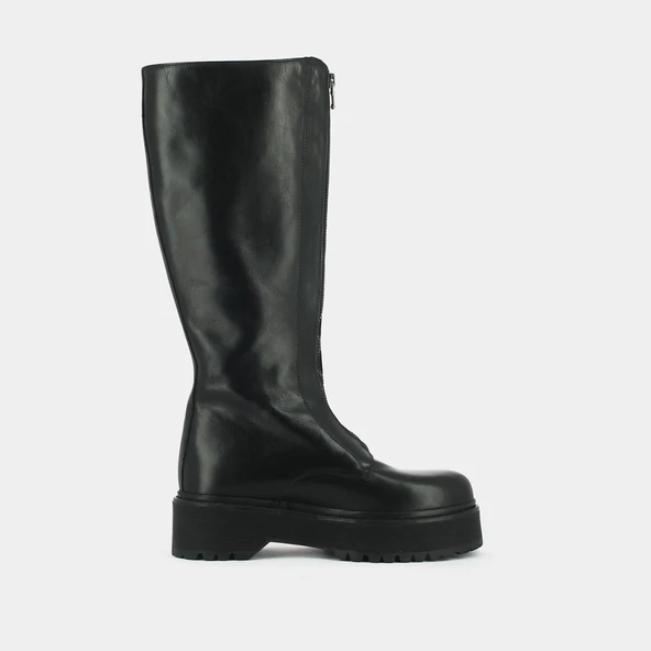 Bottines à plateformes et fermetures frontales en cuir noir | RALPH | Jonak