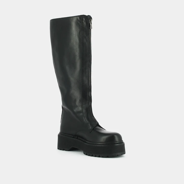 Bottines à plateformes et fermetures frontales en cuir noir | RALPH | Jonak