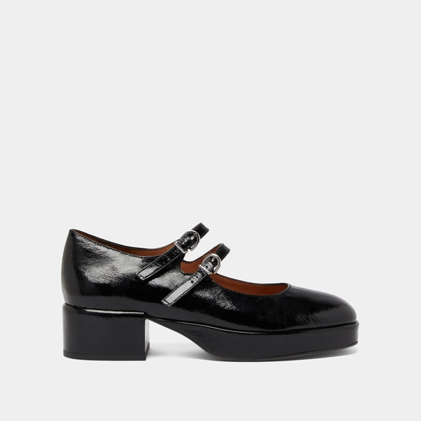 Babies &agrave; talons et brides en cuir brillant noir | VICTORIA | Jonak