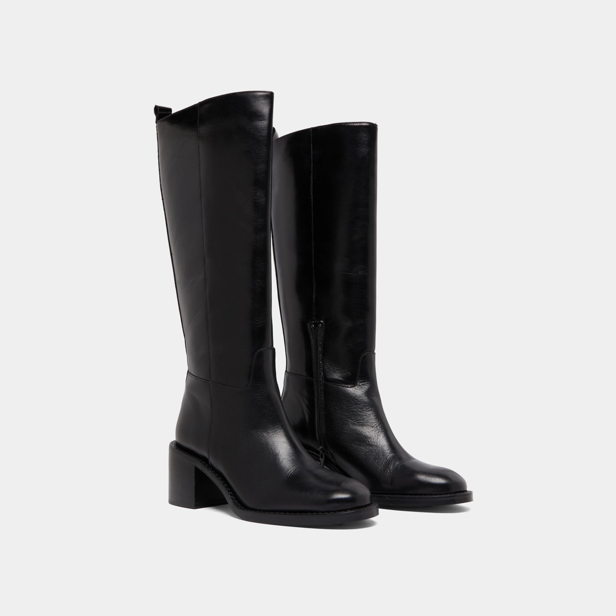 Bottes hautes &agrave; talons en cuir noir | BONNIE | Jonak