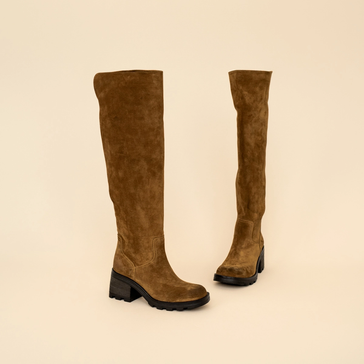 Bottes à talons et semelles crantées en croute cognac | ROMA | Jonak
