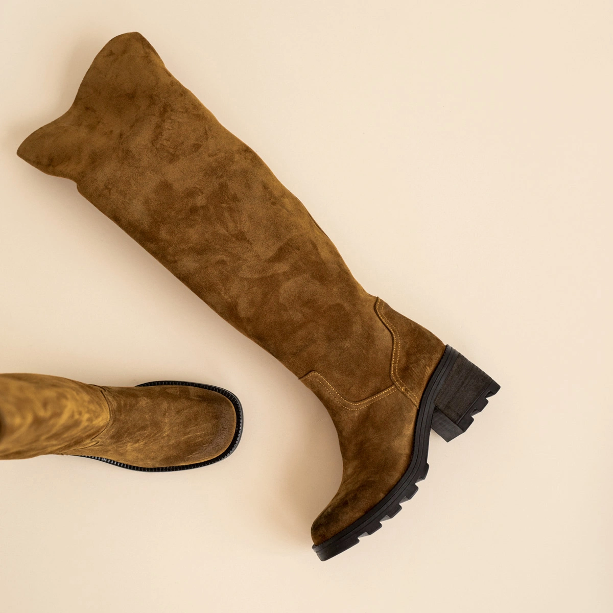 Bottes à talons et semelles crantées en croute cognac | ROMA | Jonak