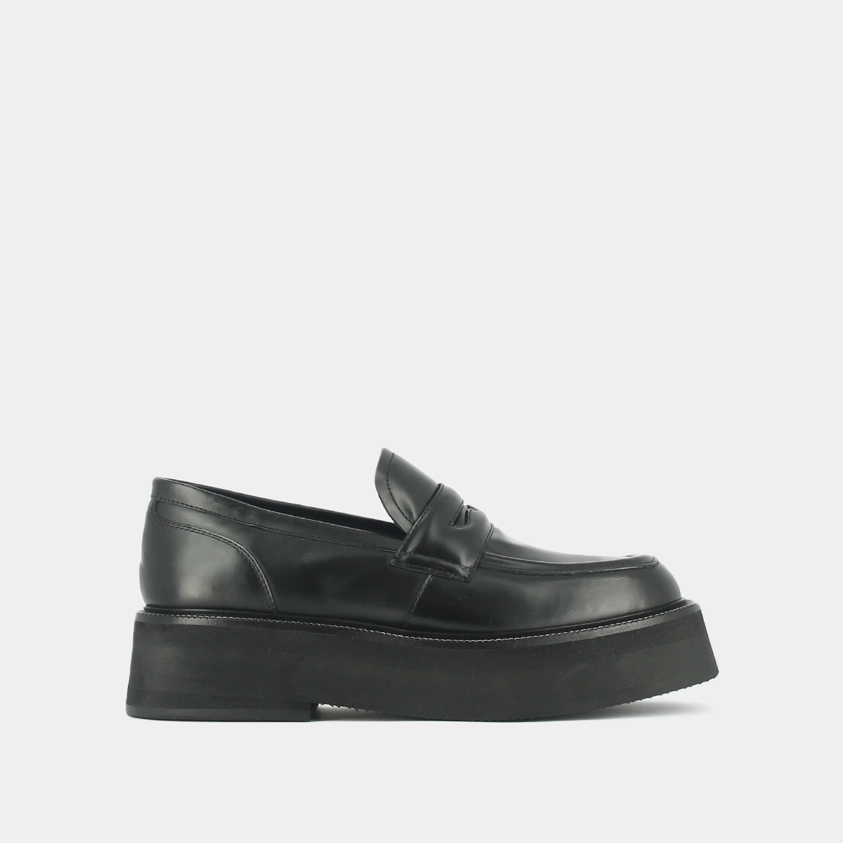 Mocassins à plateformes en cuir glacé noir | DAFFY | Jonak