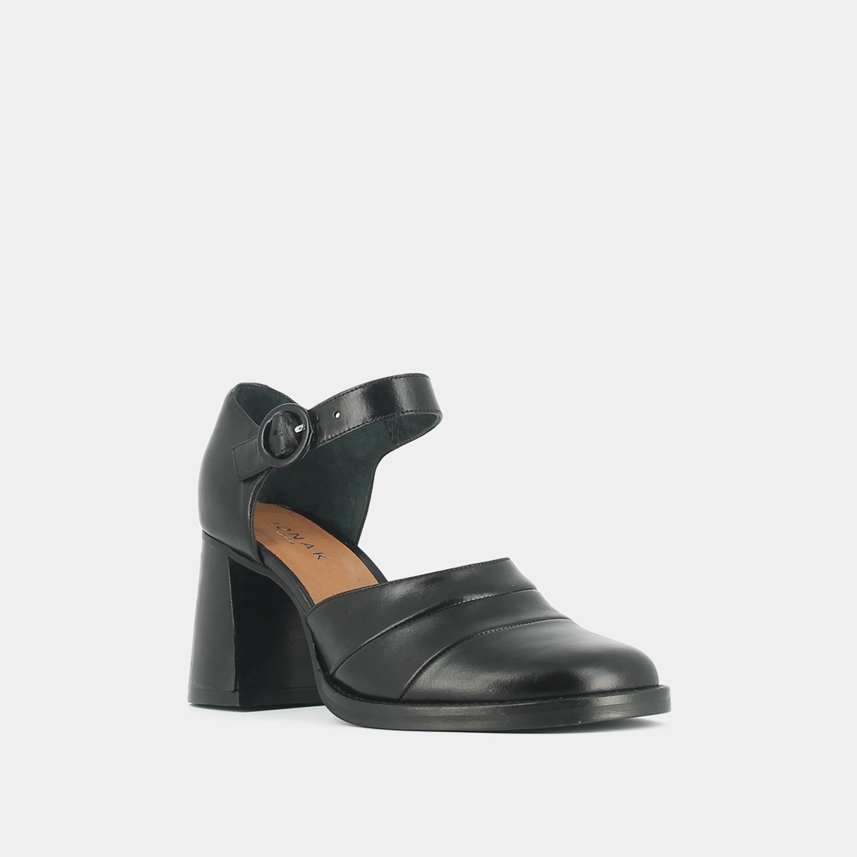 Sandales &agrave; talons et brides en cuir noir | DESTINEE | Jonak