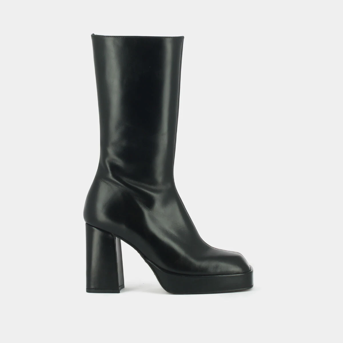 Bottes à plateformes et bouts carrés en cuir noir | BOULIER | Jonak