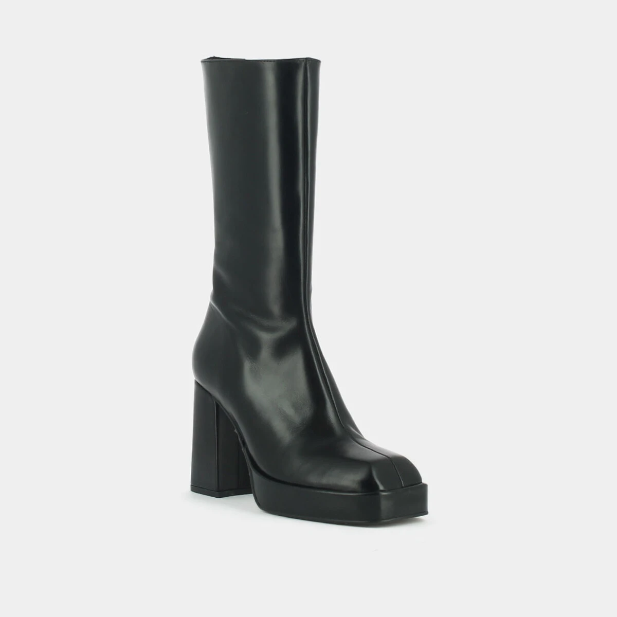 Bottes à plateformes et bouts carrés en cuir noir | BOULIER | Jonak