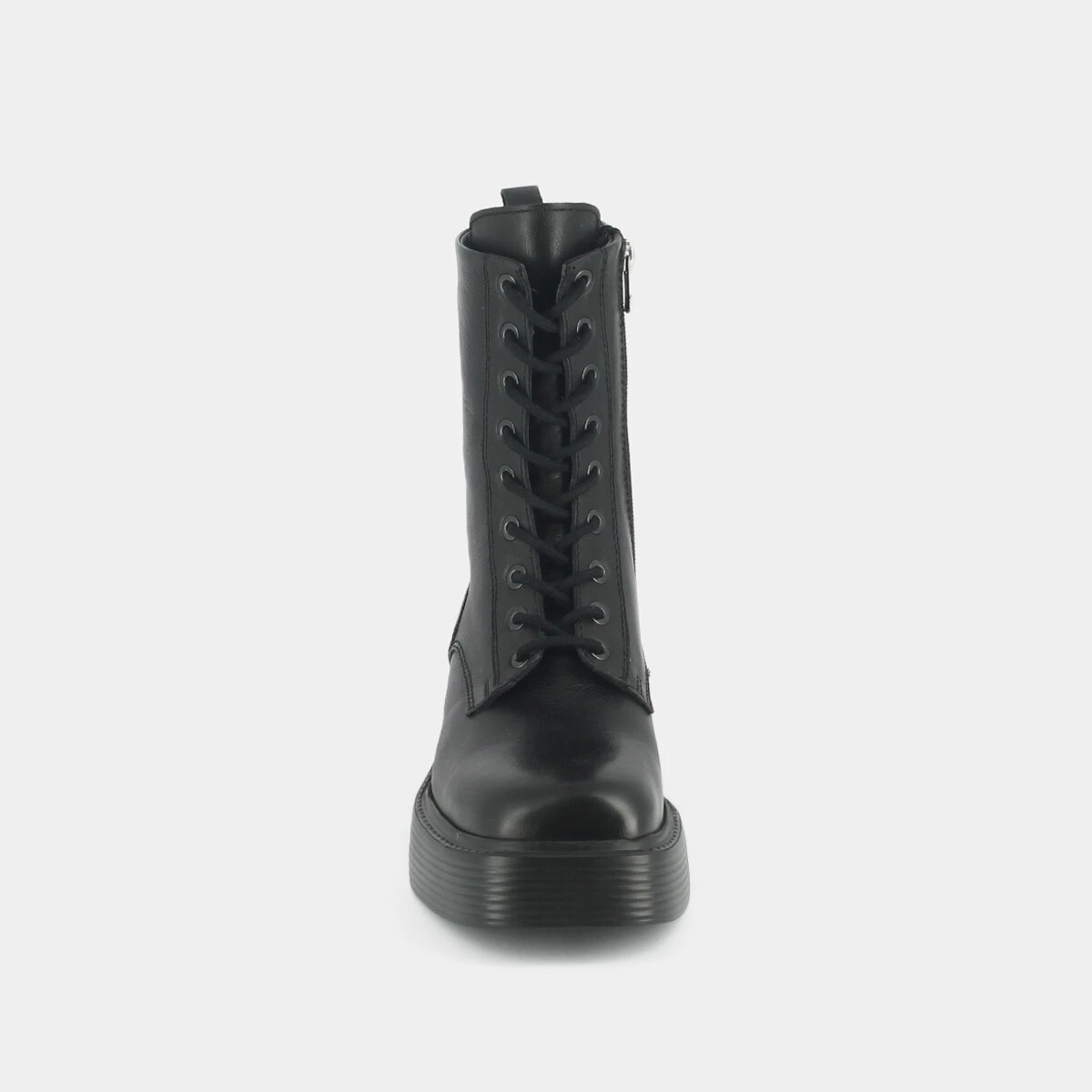 Boots à lacets, plateformes et bouts carrés en cuir noir | IBRAS | Jonak