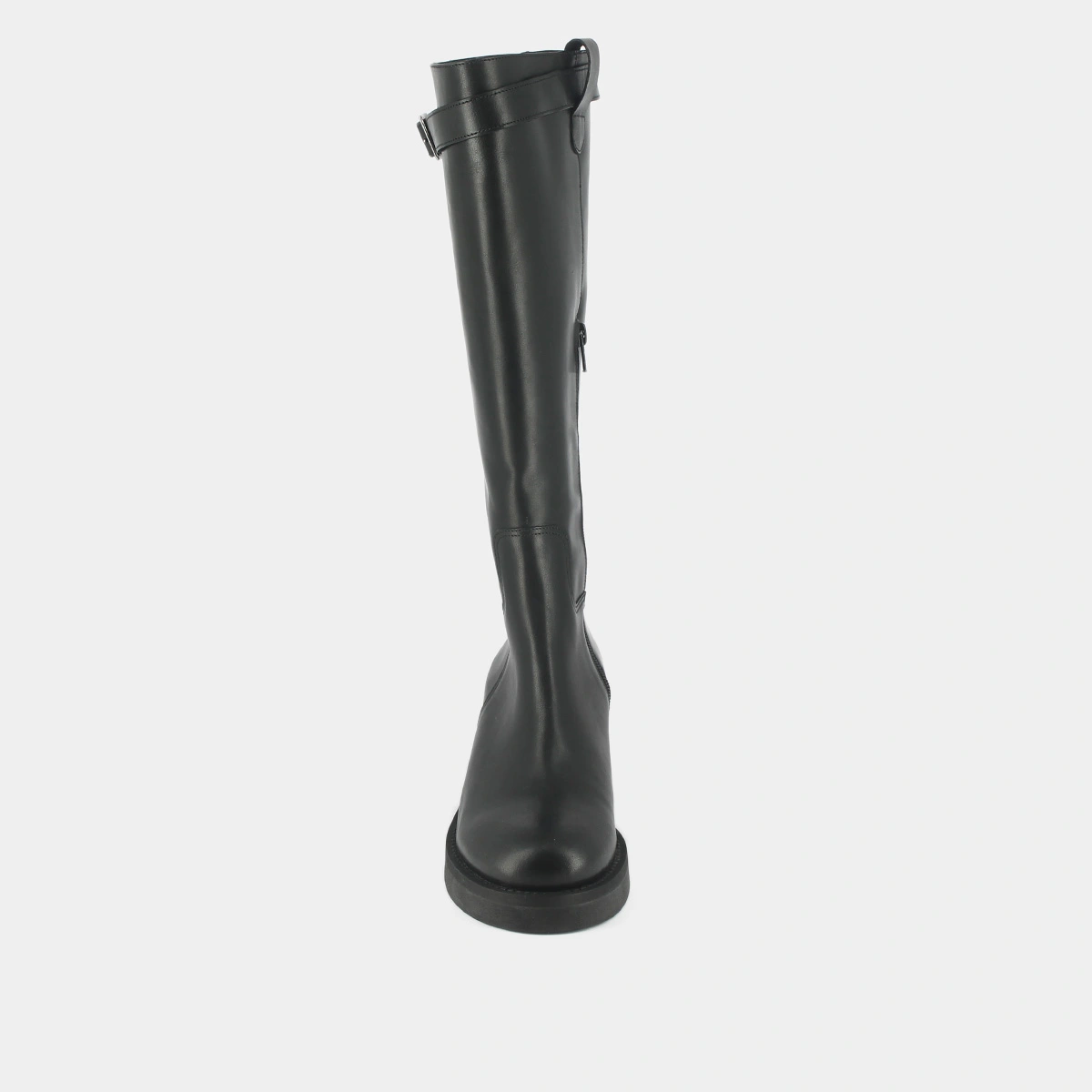 Bottes à talons et détails argentés en cuir gras noir | ACIA | Jonak