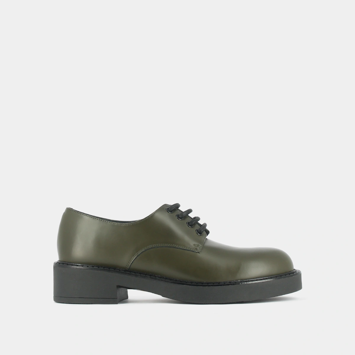 Derbies à lacets et semelles épaisses en cuir glacé kaki | DIDON | Jonak
