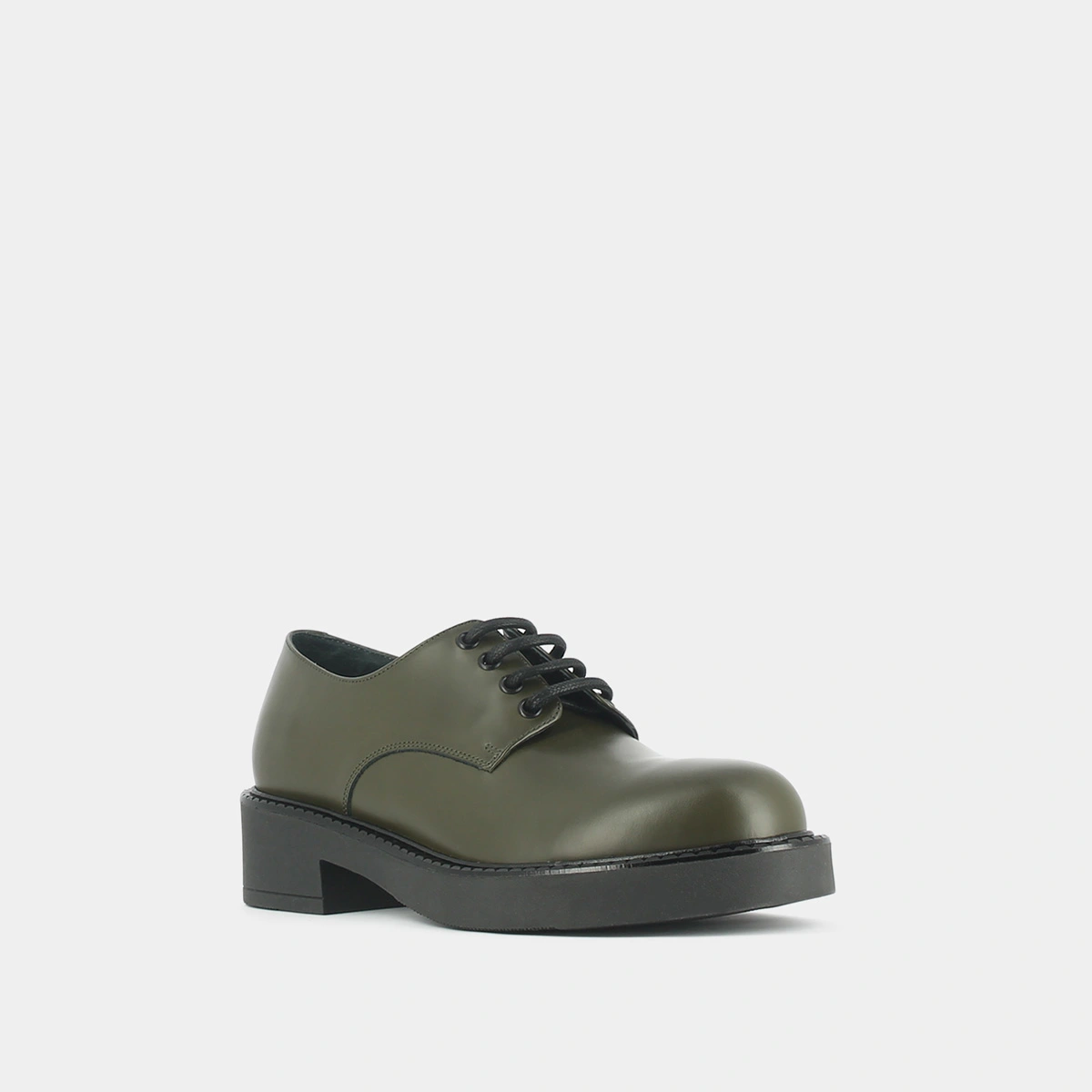 Derbies à lacets et semelles épaisses en cuir glacé kaki | DIDON | Jonak