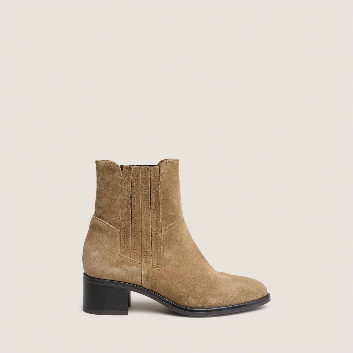 Boots à élastiques et talons carrés en croûte taupe | CHILI | Jonak