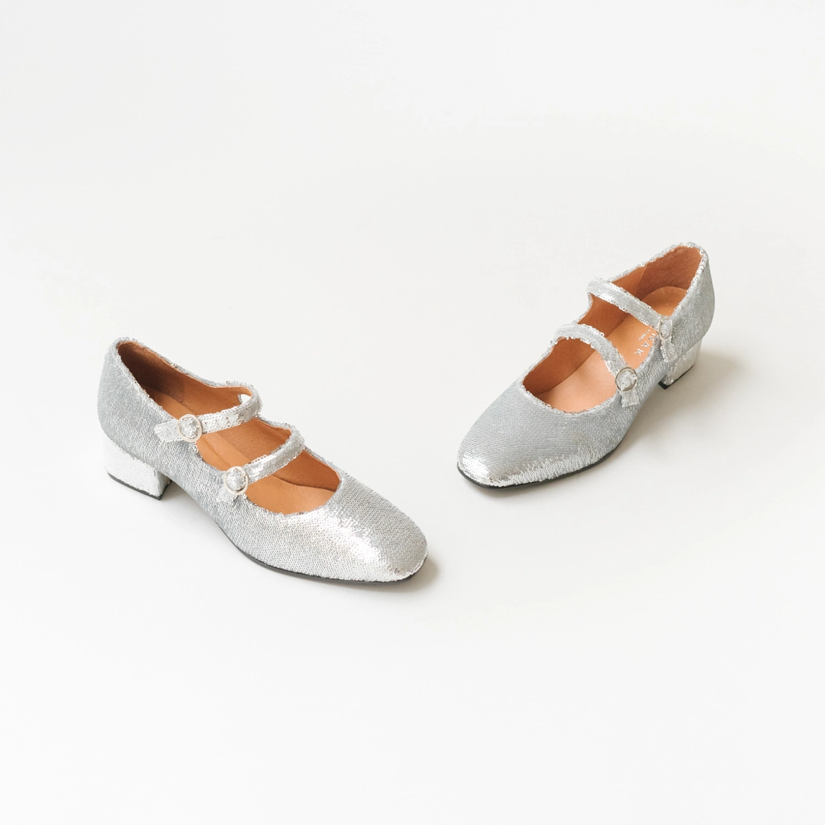 Babies doubles boucles et talons en sequins argent | DOMI | Jonak