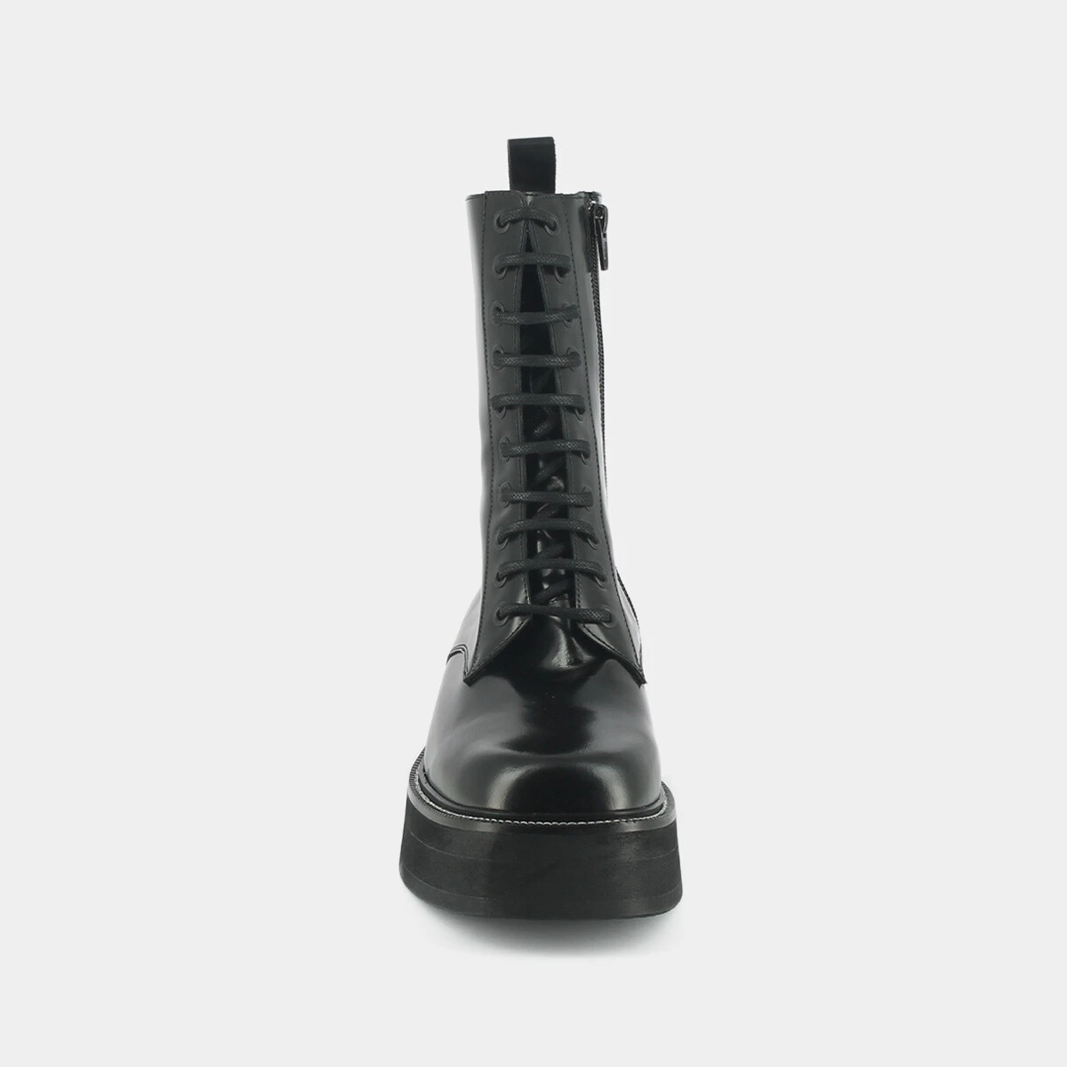 Boots à lacets et semelles épaisses en cuir glacé noir | DAFFIA | Jonak