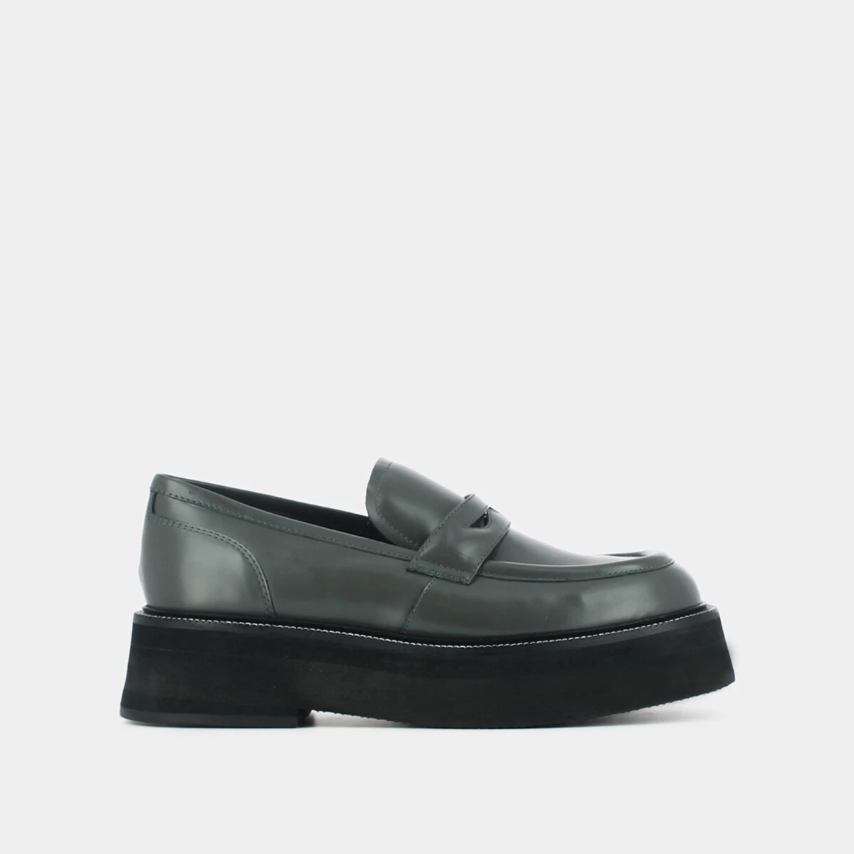 Mocassins &agrave; plateformes en cuir glac&eacute; gris | DAFFY | Jonak