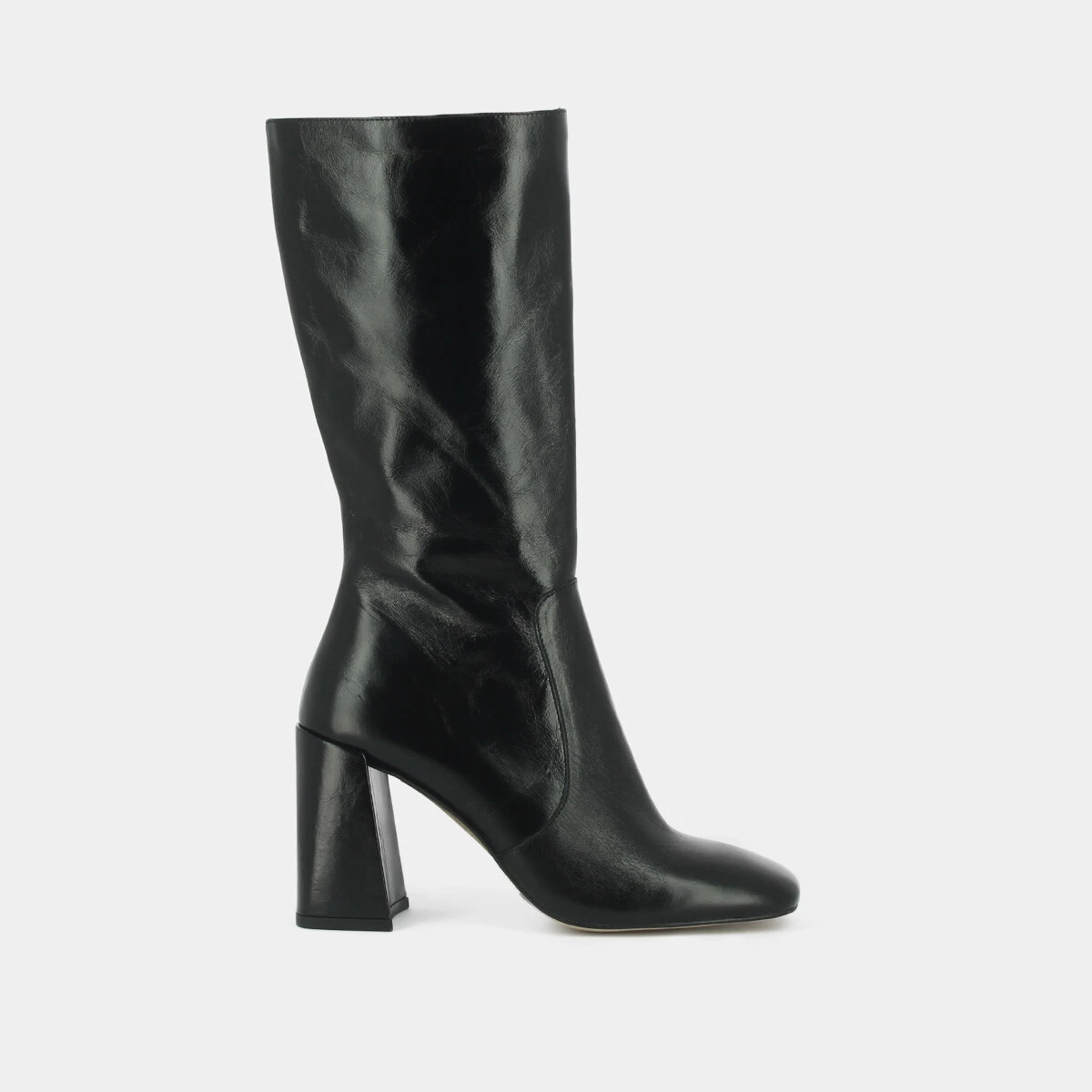 Bottes à talons et bouts carrés en cuir vieilli noir | VACCA | Jonak