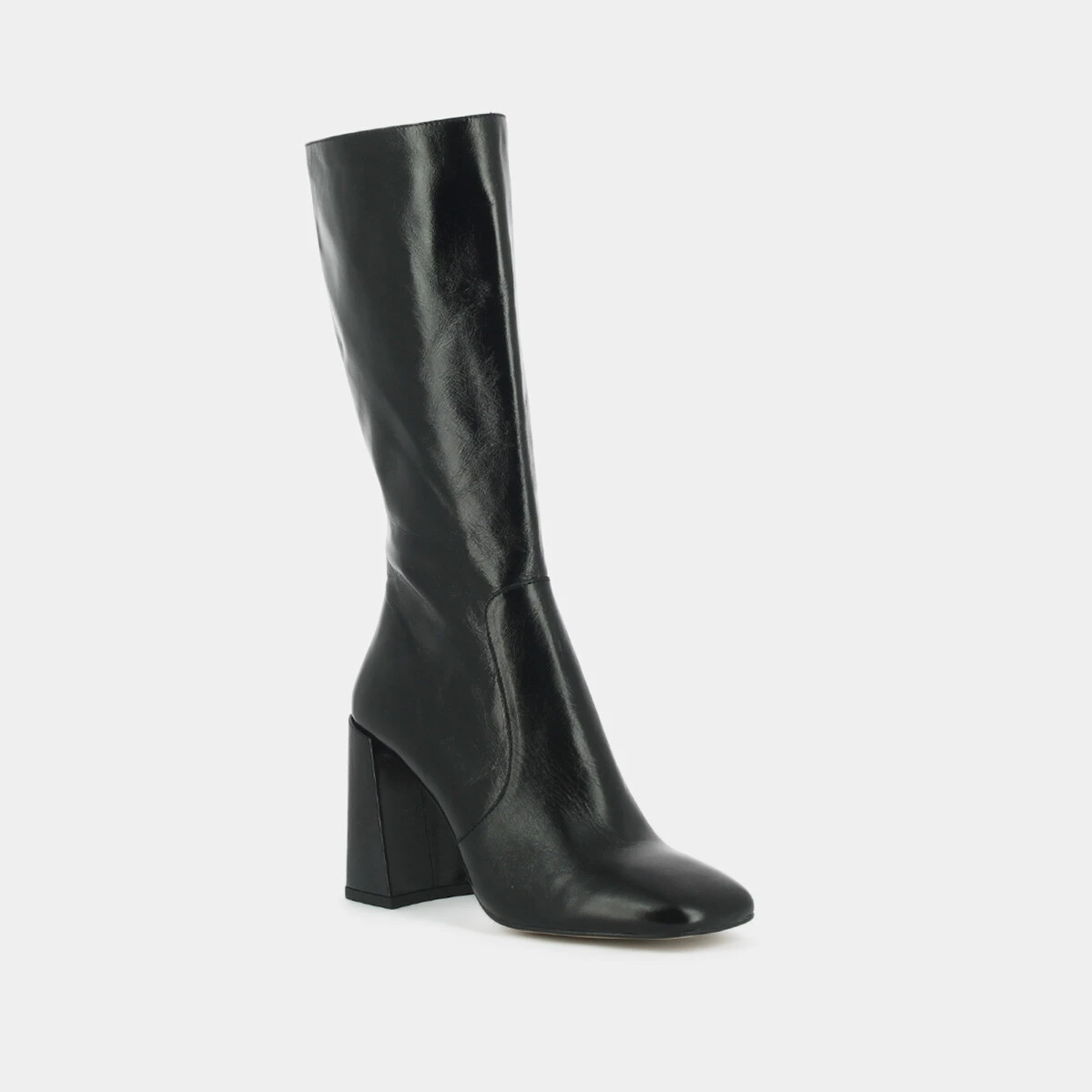 Bottes à talons et bouts carrés en cuir vieilli noir | VACCA | Jonak
