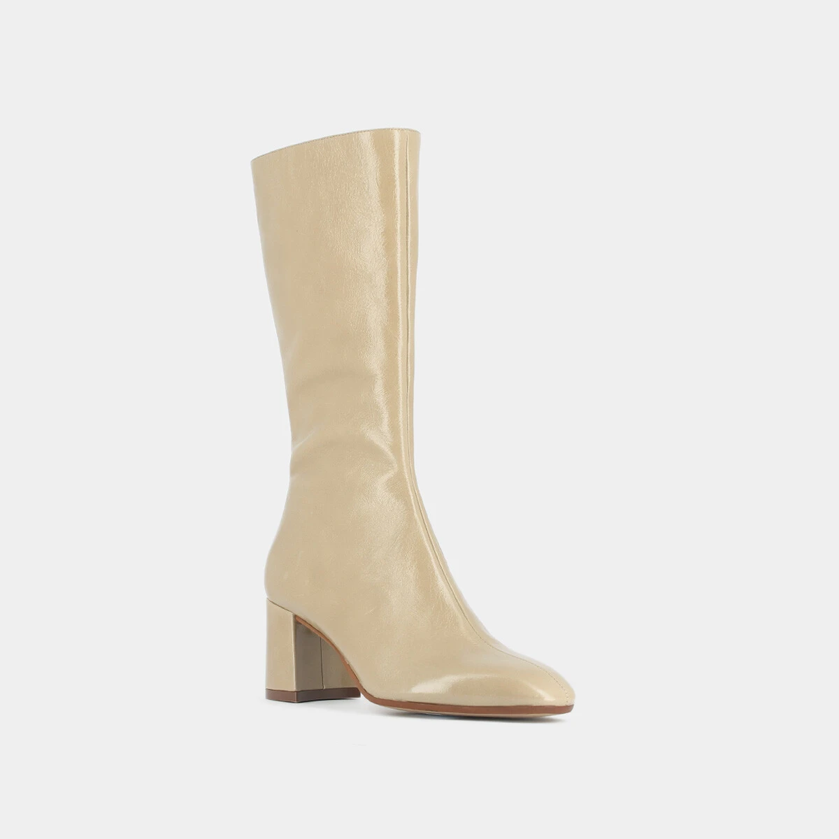 Bottines à talons et bouts pointus en cuir brillant beige | DOMINA | Jonak