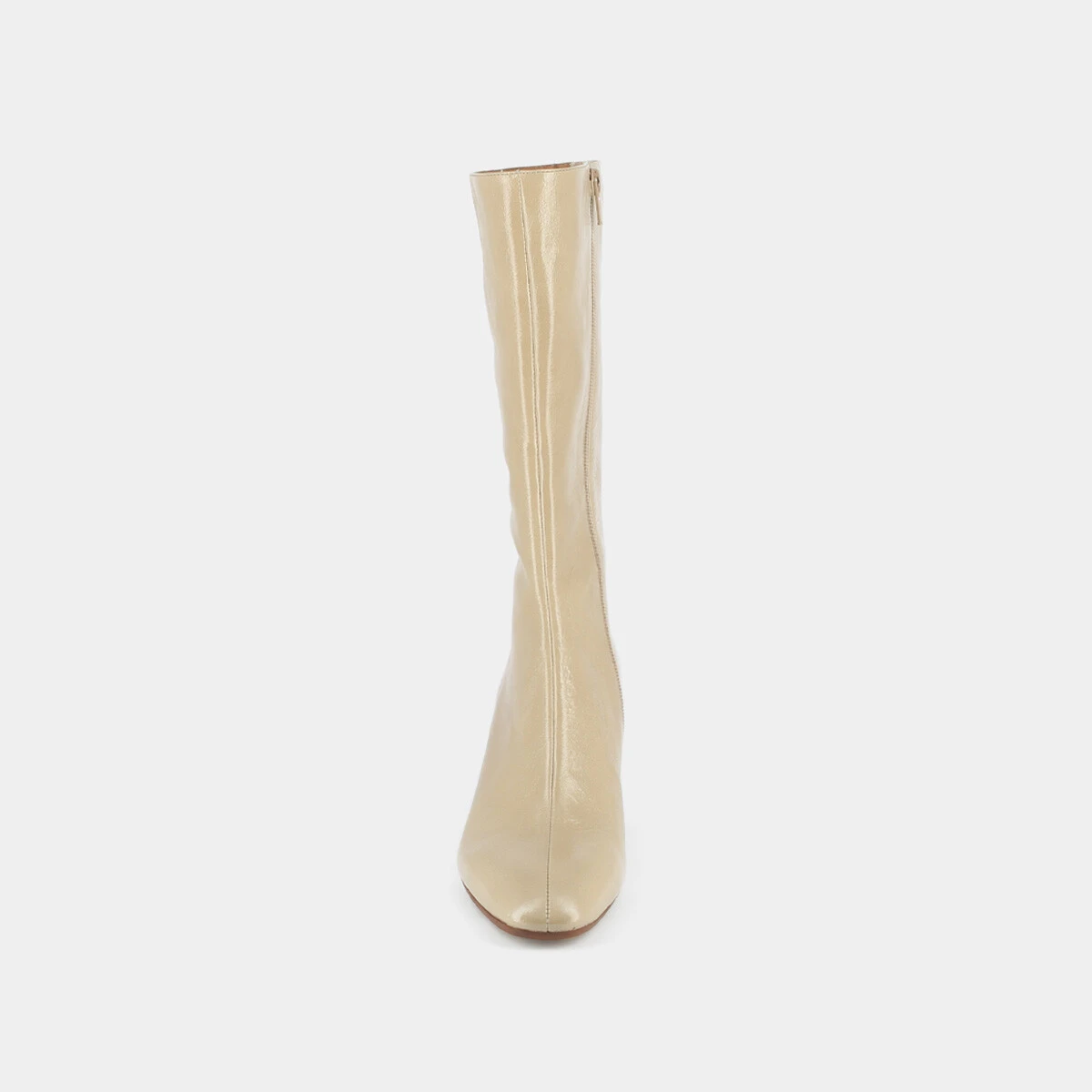 Bottines à talons et bouts pointus en cuir brillant beige | DOMINA | Jonak
