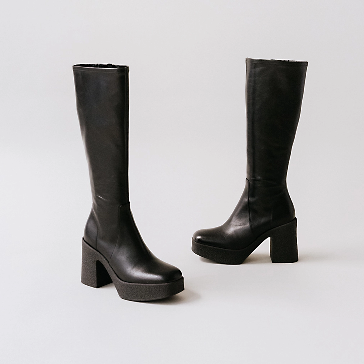 Bottes à plateformes en cuir vieilli noir | DRICIA | Jonak