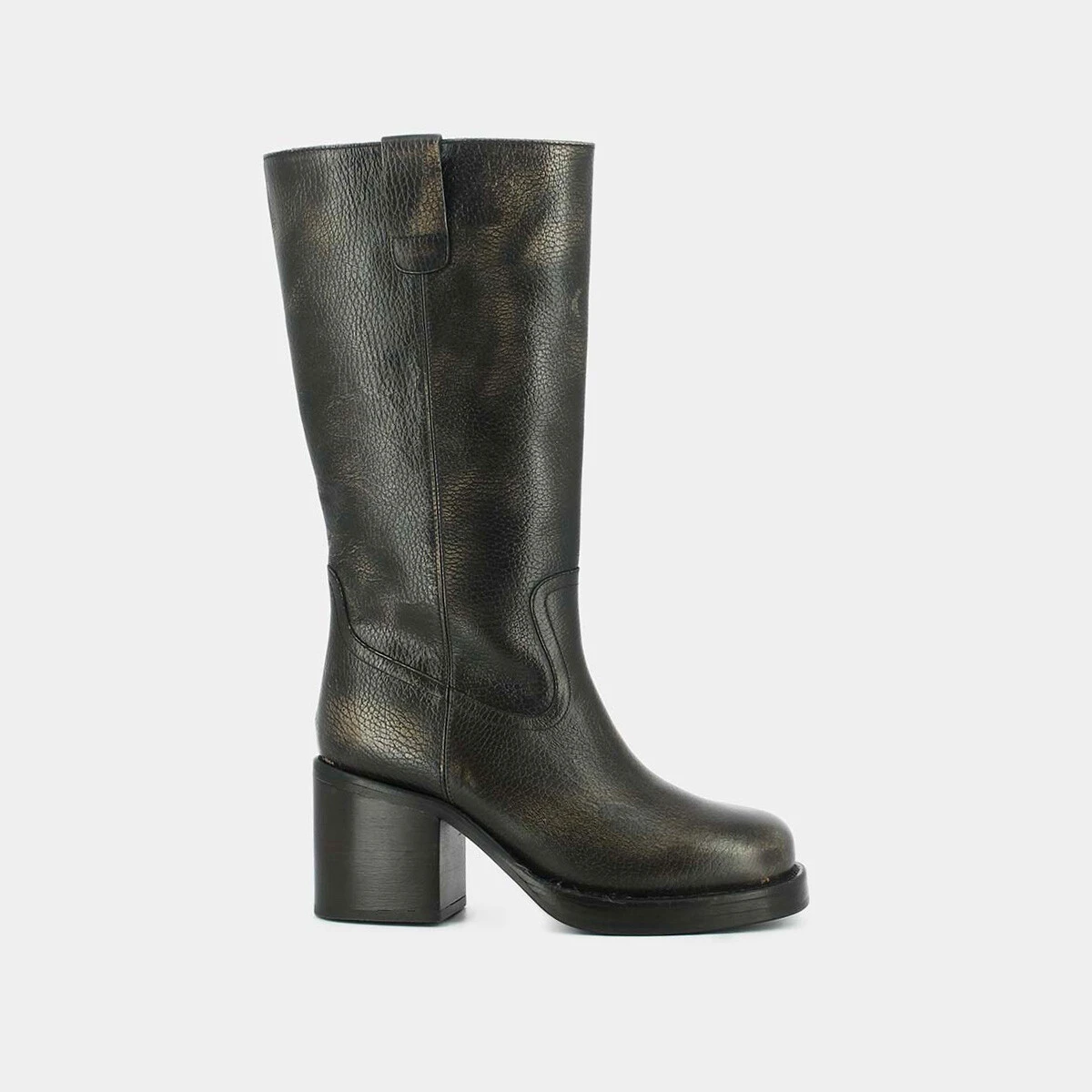 Bottes à talons en cuir grainé gris | DIA | Jonak