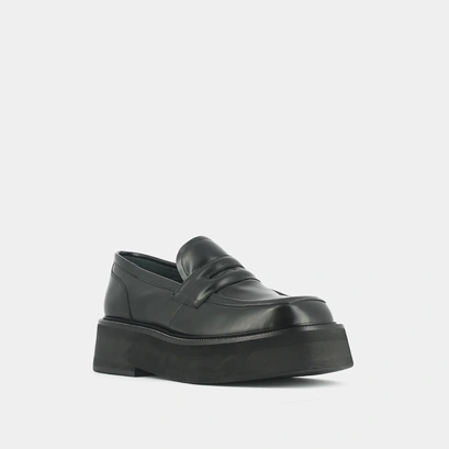 Mocassins &agrave; plateformes en cuir glac&eacute; noir | DAFFY | Jonak