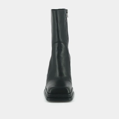 Bottines &agrave; plateformes et bouts carr&eacute;s en cuir noir | BANANA | Jonak