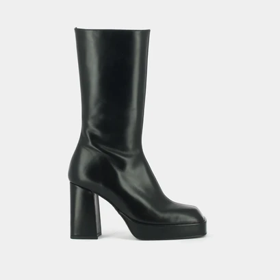 Bottes à plateformes et bouts carrés noir