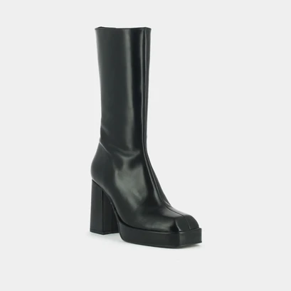Bottes à plateformes et bouts carrés noir