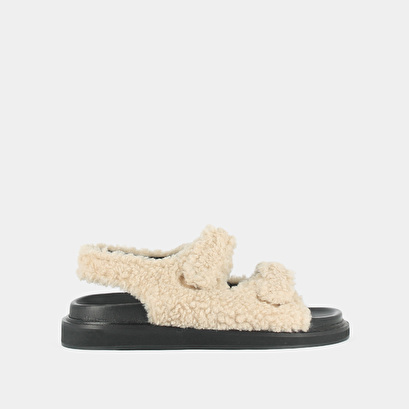 Sandales à brides en fourrure beige | WAVE | Jonak
