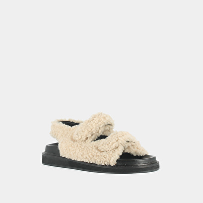 Sandales à brides en fourrure beige | WAVE | Jonak