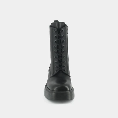 Boots &agrave; lacets, plateformes et bouts carr&eacute;s en cuir noir | IBRAS | Jonak