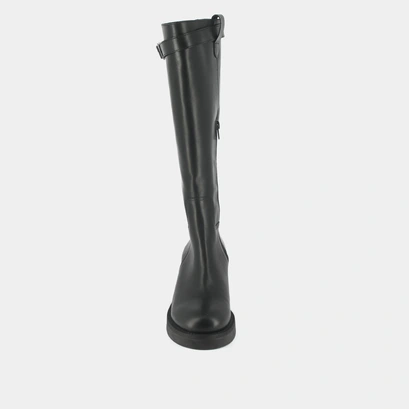 Bottes &agrave; talons et d&eacute;tails argent&eacute;s en cuir gras noir | ACIA | Jonak